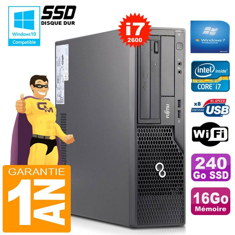 Fujitsu Esprimo E500 E85+ SFF Core i7-2600 16GB RAM 240GB SSD WiFi Windows 7