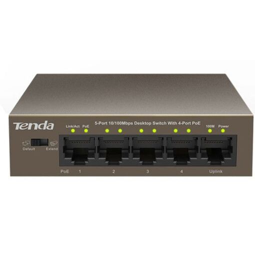 Conmutador Tenda Tecnología PoE - TE1105P (4x 10/100 PoE + 1x 10/100 Ascendente, Escritorio, 58 W)