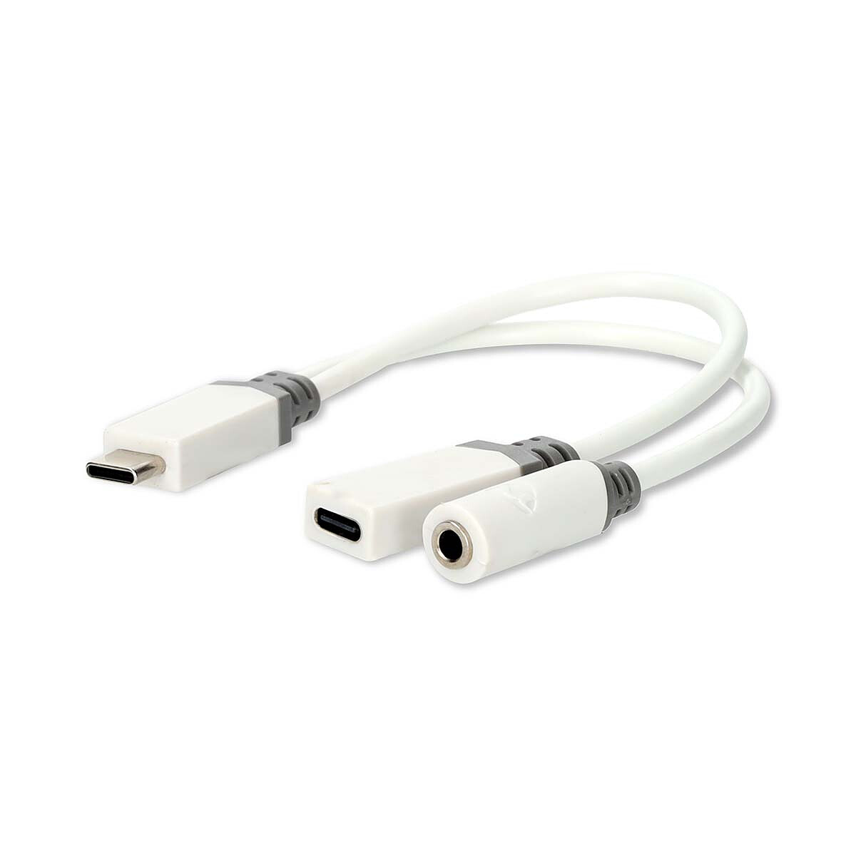 Nedis Adaptateur USB-C vers USB-C/Jack 3.5 mm (M/F) - 0.10 m - Blanc