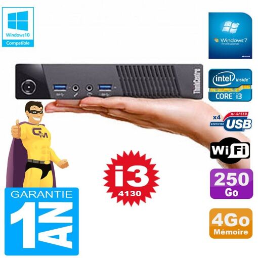 PC Ultra Mini Lenovo M73 USFF - Intel Core i3-4130, 4GB RAM, 250GB HDD, WiFi, Windows 7 Pro