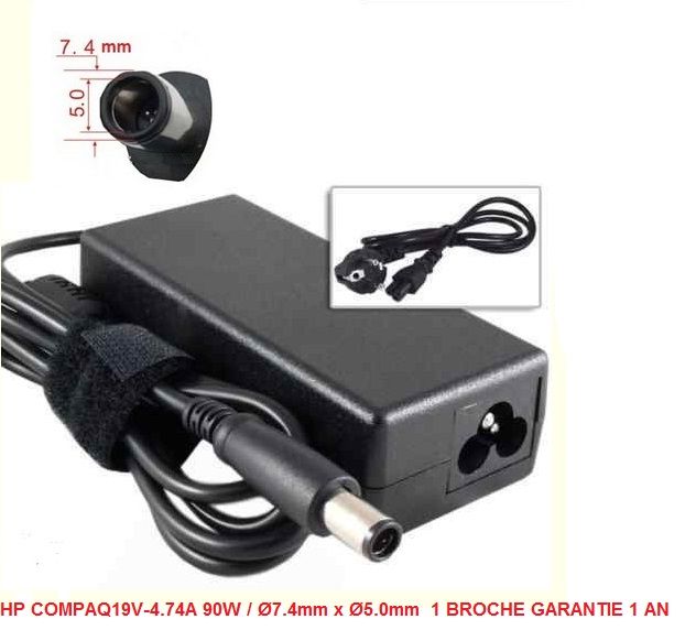 Adaptador de alimentación compatible HP 19V-4.74A 90W, 7.4mm x 5.0mm, 1 pin, garantía de 1 año