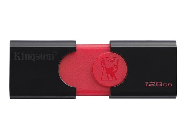 Kingston DataTraveler 106 USB Drive - 128GB - USB 3.1 Gen 1 - Black/Red