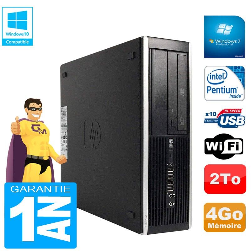 HP Compaq Pro 6300 SFF Desktop - Intel Pentium G630, 4GB RAM, 2TB HDD, DVD Drive, WiFi, Windows 7 Pro