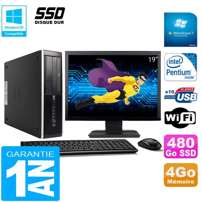 PC de escritorio HP Compaq Pro 6300 SFF - 4 GB de RAM, 480 GB SSD, Intel Pentium G630, Grabadora de DVD, WiFi, Windows 7 Pro