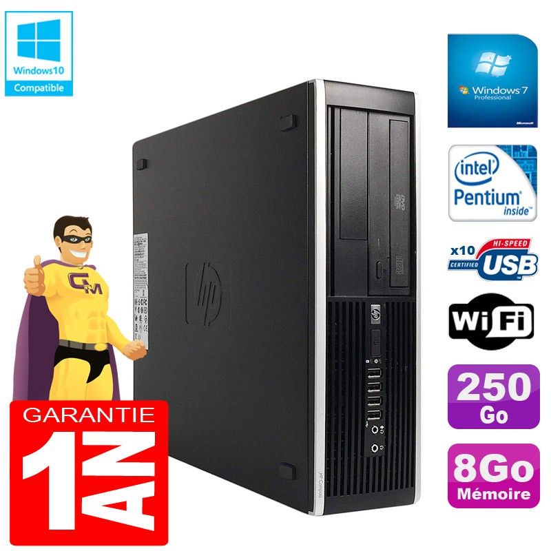 HP Compaq Pro 6300 SFF Desktop PC - Intel Pentium G630, 8GB RAM, 250GB HDD, DVD Burner, WiFi, Windows 7 Pro