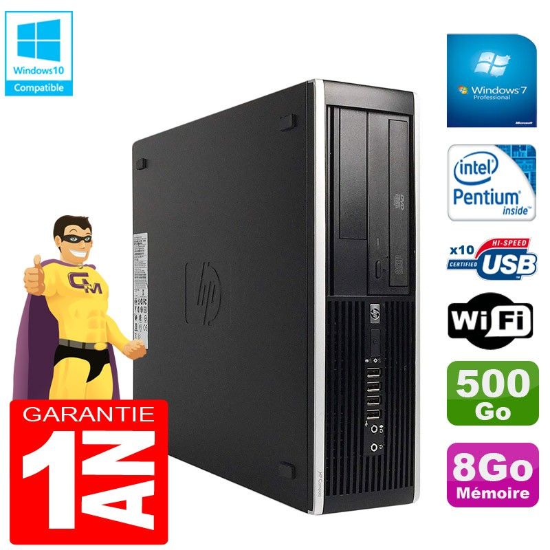 HP Compaq Pro 6300 SFF PC - 8GB RAM, 500GB HDD, Intel Pentium G630, DVD Burner, WiFi, Windows 7 Pro