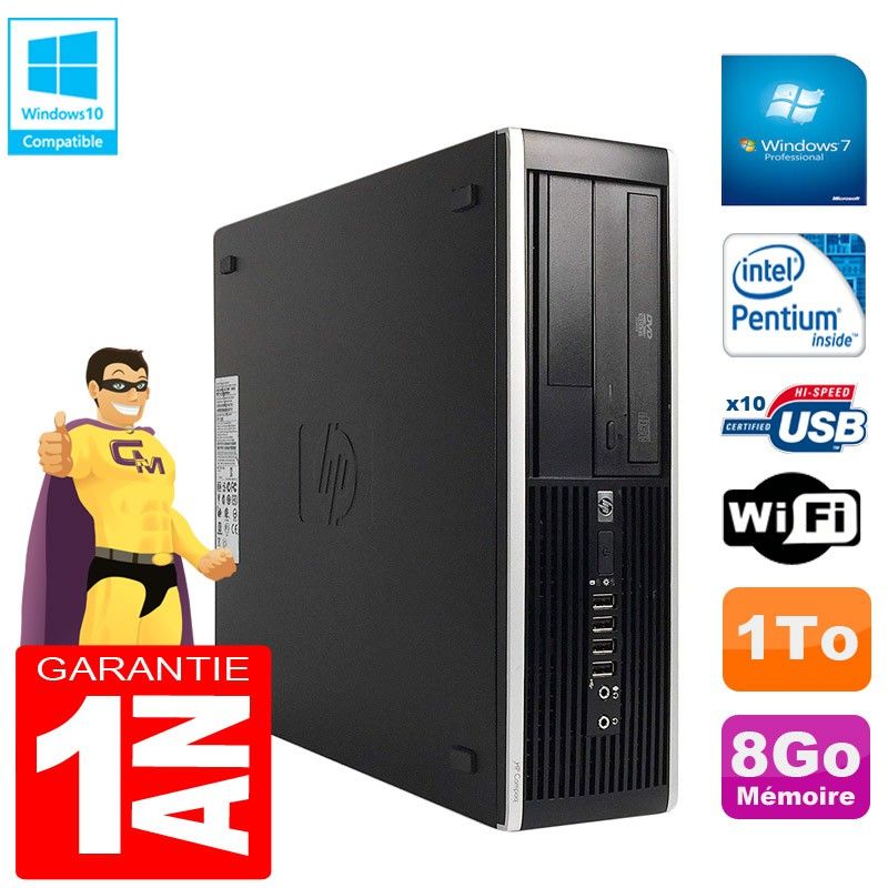 HP Compaq Pro 6300 SFF Desktop PC - Intel Pentium G630, 8GB RAM, 1TB HDD, DVD Drive, WiFi, Windows 7 Pro
