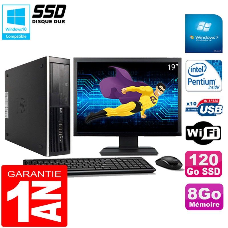 HP Compaq Pro 6300 SFF Desktop Computer - Intel Pentium G630, 8GB RAM, 120GB SSD, DVD Burner, WiFi, Windows 7 Pro