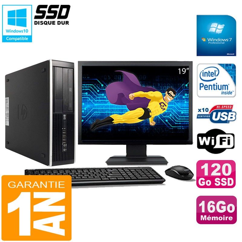 PC de escritorio HP Compaq Pro 6300 SFF - Procesador Intel Pentium G630, 16 GB de RAM, 120 GB SSD, Grabadora de DVD, WiFi, Windows 7 Profesional