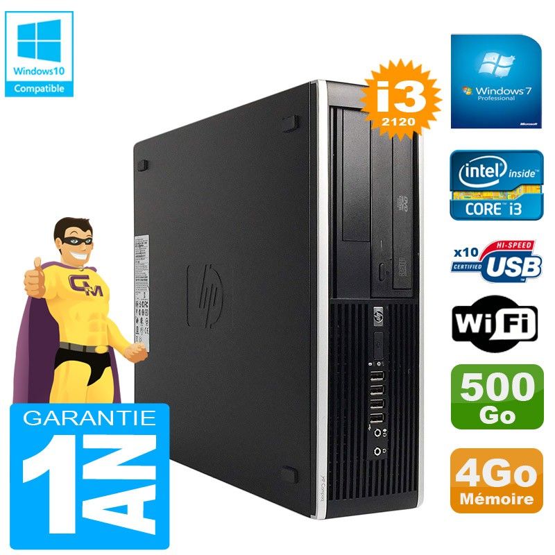 HP Compaq Pro 6300 SFF Desktop PC - Intel Core i3-2120, 4GB RAM, 500GB HDD, DVD Drive, WiFi, Windows 7 Pro