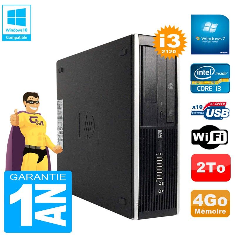 HP Compaq Pro 6300 SFF Desktop PC - Intel Core i3-2120, 4GB RAM, 2TB HDD, DVD Burner, WiFi, Windows 7 Pro