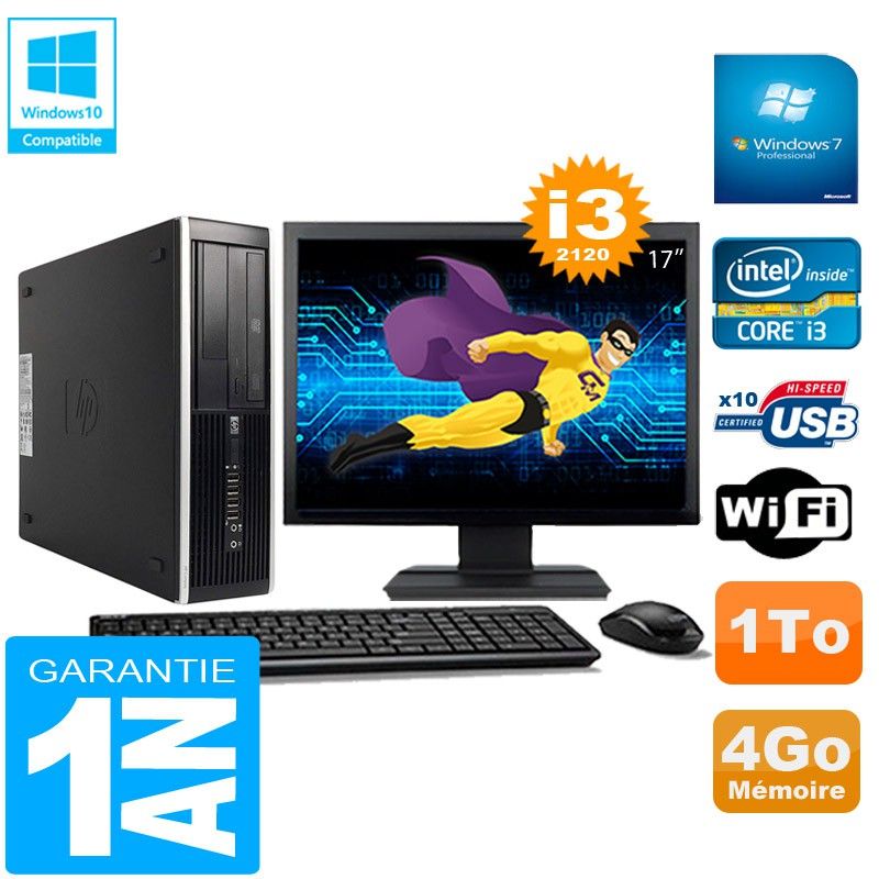 HP Compaq Pro 6300 SFF Desktop PC - Intel Core i3-2120, 4GB RAM, 1TB HDD, DVD Burner, WiFi, Windows 7 Pro