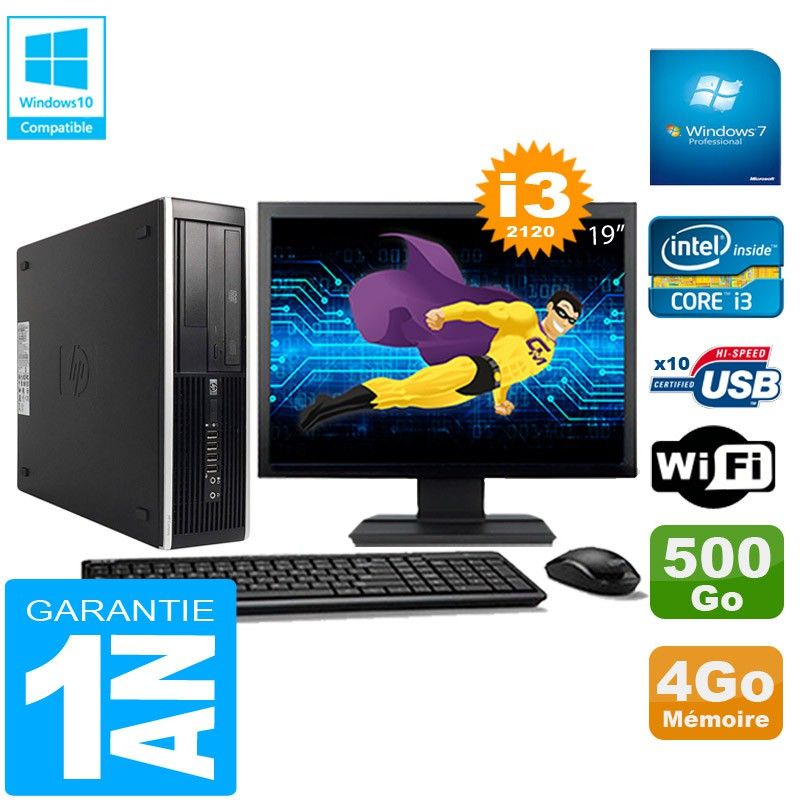 PC de escritorio HP Compaq Pro 6300 SFF - Procesador Intel Core i3-2120, 4GB RAM, 500GB HDD, Grabadora de DVD, WiFi, Windows 7 Profesional