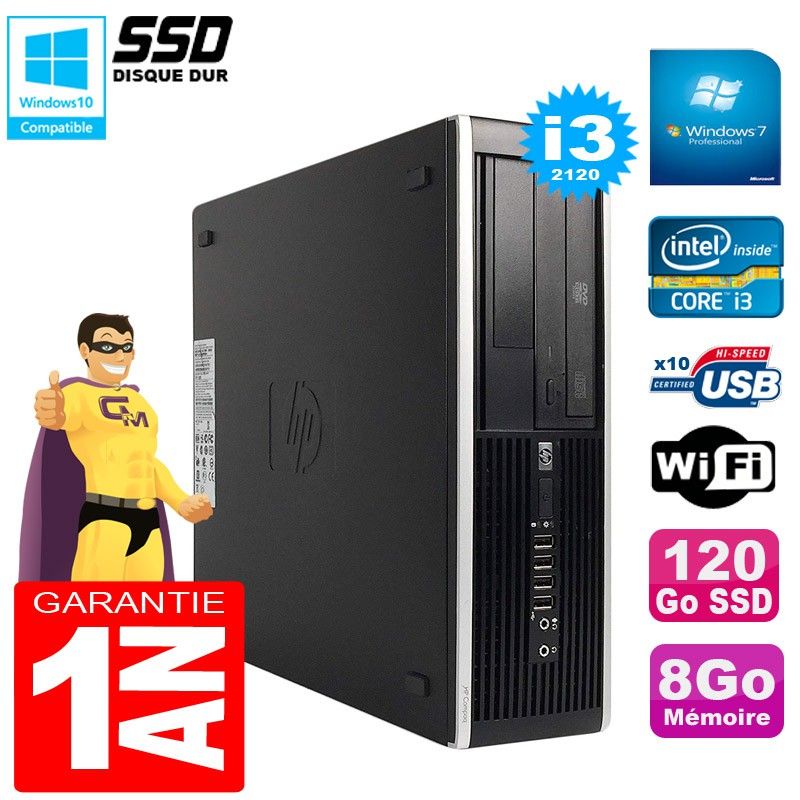 HP Compaq Pro 6300 SFF Desktop PC - Intel Core i3-2120, 8GB RAM, 120GB SSD, DVD Drive, WiFi, Windows 7 Pro