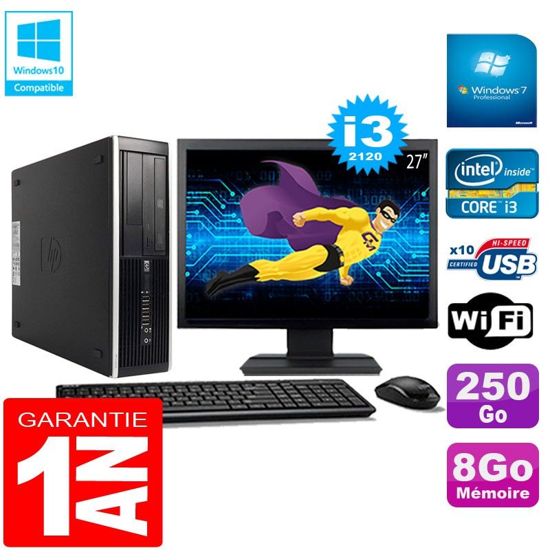 HP Compaq Pro 6300 SFF Desktop PC - Intel Core i3-2120, 8GB RAM, 250GB HDD, DVD Drive, WiFi, Windows 7 Pro
