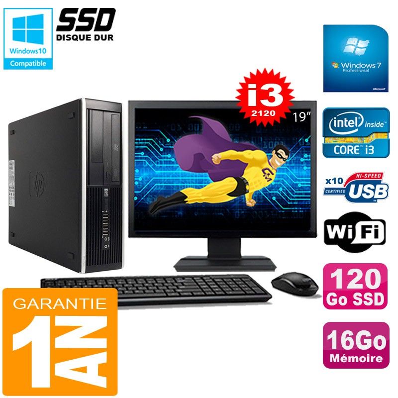 HP Compaq Pro 6300 SFF Desktop PC - Intel Core i3-2120, 16GB RAM, 120GB SSD, DVD Drive, WiFi, Windows 7 Pro
