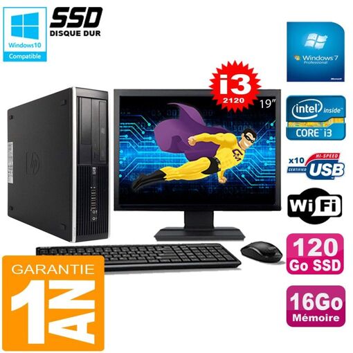 PC de escritorio HP Compaq Pro 6300 SFF - Procesador Intel Core i3-2120, 16GB de RAM, SSD de 120GB, Unidad DVD, WiFi, Windows 7 Pro