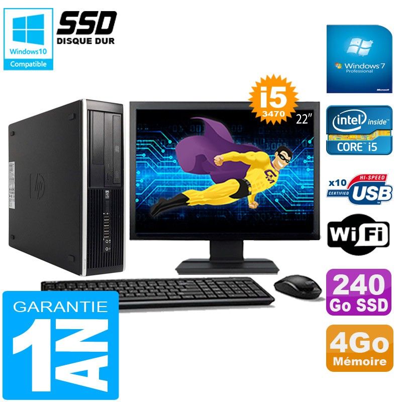 HP Compaq Pro 6300 SFF Desktop PC - Intel Core i5, 4GB RAM, 240GB SSD, DVD Drive, WiFi, Windows 7 Pro