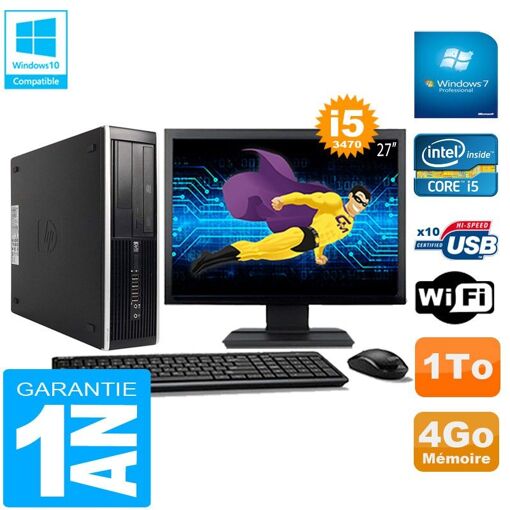PC de escritorio HP Compaq Pro 6300 SFF - Procesador Intel Core i5-3470, 4GB de RAM, 1TB HDD, Grabadora de DVD, WiFi, Windows 7 Profesional
