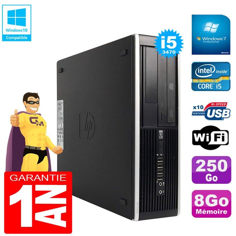 HP Compaq Pro 6300 SFF Desktop PC - Intel Core i5-3470, 8GB RAM, 250GB HDD, DVD Drive, WiFi, Windows 7 Pro