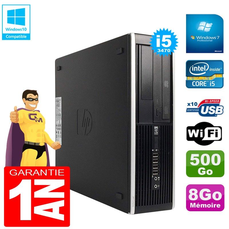 HP Compaq Pro 6300 SFF Desktop PC - Core i5-3470, 8GB RAM, 500GB HDD, DVD Drive, WiFi, Windows 7 Pro