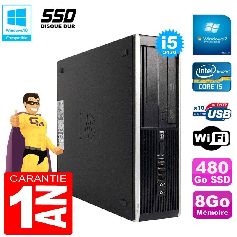 HP Compaq Pro 6300 SFF Desktop PC - Core i5-3470, 8GB RAM, 480GB SSD, DVD Drive, WiFi, Windows 7 Pro