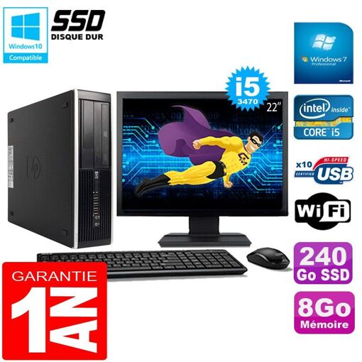 PC de escritorio HP Compaq Pro 6300 SFF - Procesador Intel Core i5-3470, 8GB de RAM, 240GB SSD, Grabadora de DVD, WiFi, Windows 7 Profesional