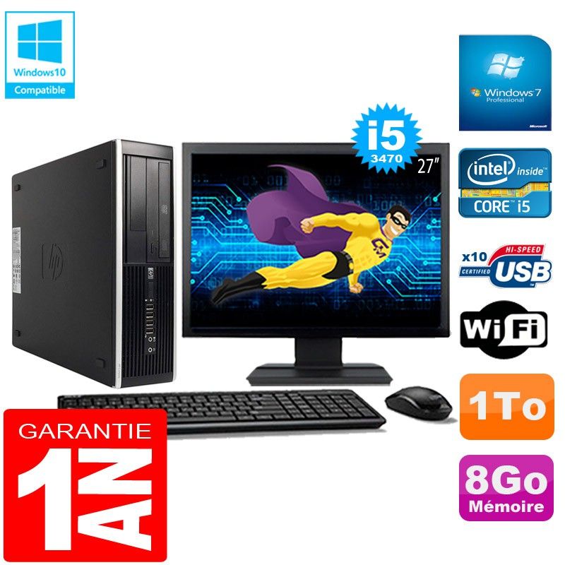 HP Compaq Pro 6300 SFF Desktop PC - Intel Core i5-3470, 8GB RAM, 1TB HDD, DVD Drive, WiFi, Windows 7 Pro