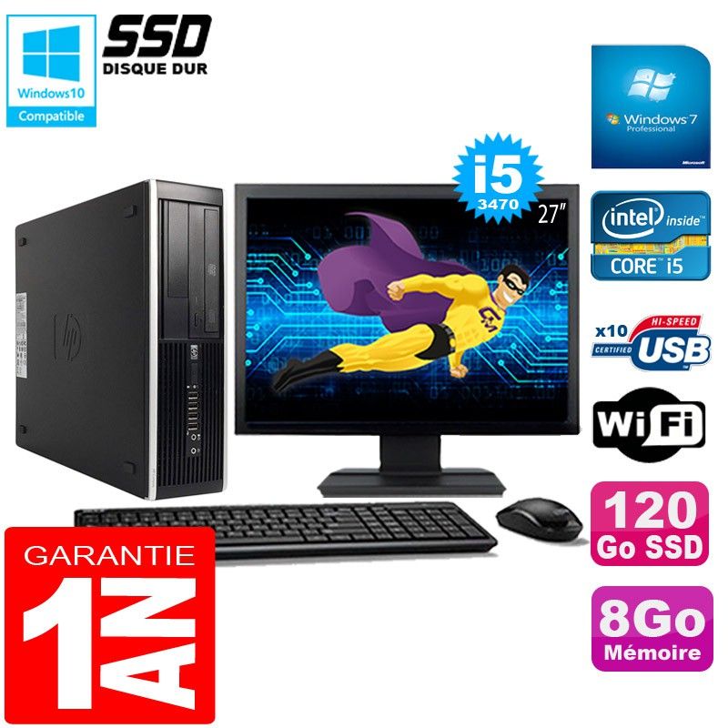 PC de escritorio HP Compaq Pro 6300 SFF - i5-3470, 8GB de RAM, 120GB SSD, Grabadora de DVD, Wifi, Windows 7 Pro