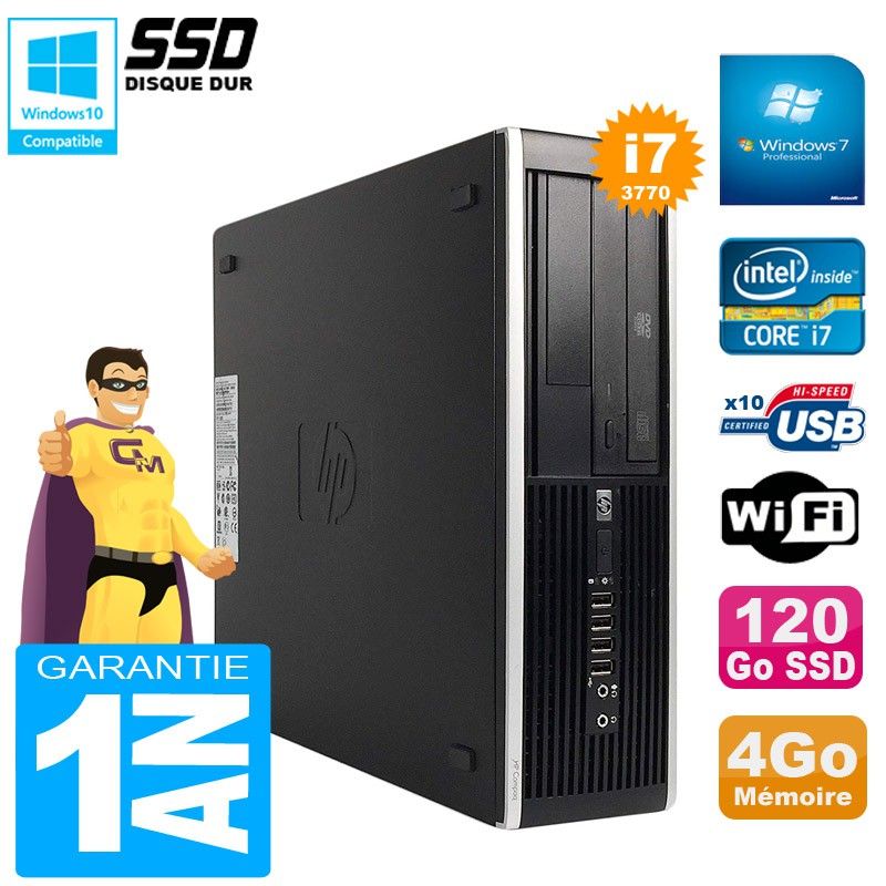 HP Compaq Pro 6300 SFF Desktop PC - Intel Core i7-3770, 4GB RAM, 120GB SSD, DVD Drive, WiFi, Windows 7 Pro