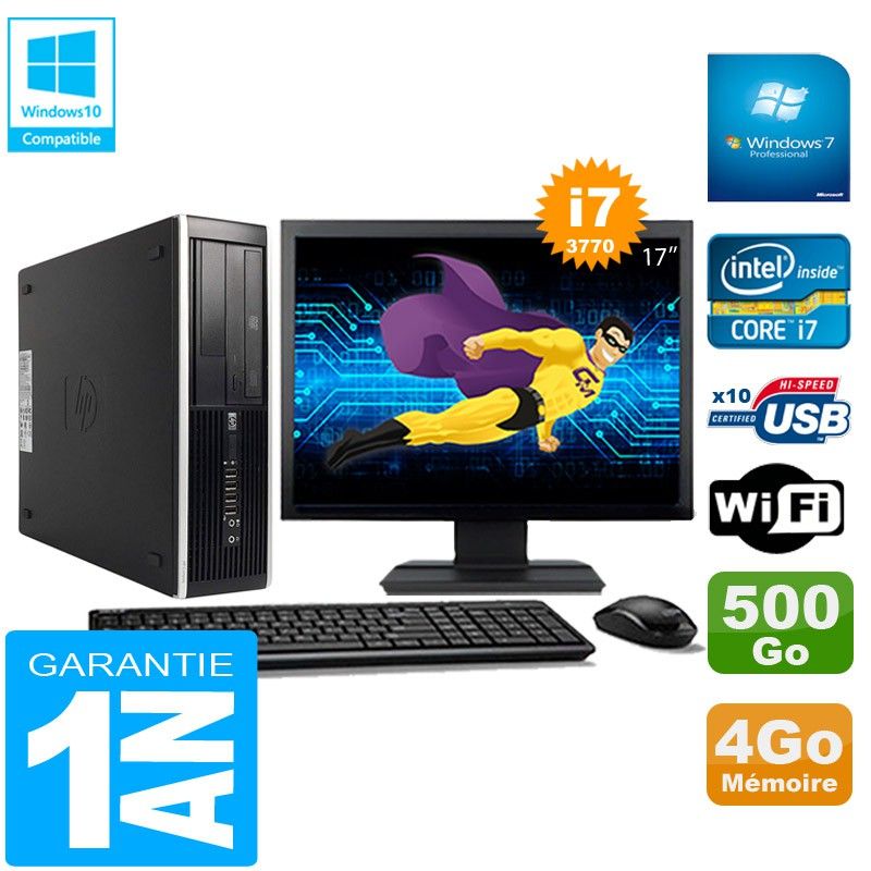 HP Compaq Pro 6300 SFF Desktop PC - Intel Core i7-3770, 4GB RAM, 500GB HDD, DVD Drive, WiFi, Windows 7 Pro