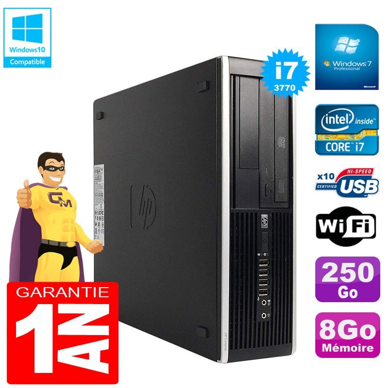 HP Compaq Pro 6300 SFF Desktop PC - Intel Core i7-3770, 8GB RAM, 250GB HDD, DVD Drive, WiFi, Windows 7 Pro