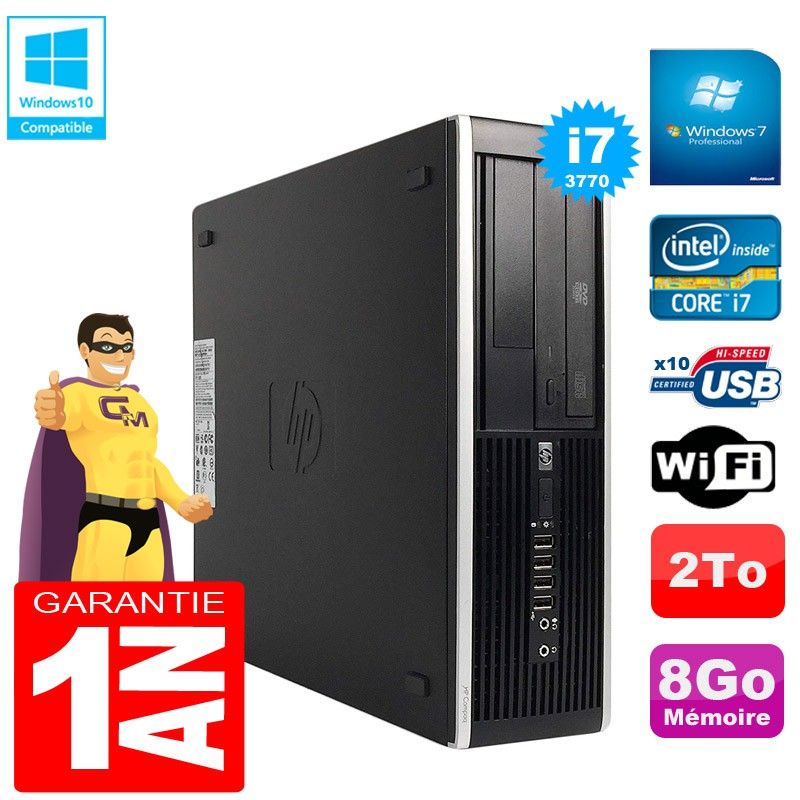 HP Compaq Pro 6300 SFF Desktop PC - Intel Core i7-3770, 8GB RAM, 2TB HDD, DVD Drive, WiFi, Windows 7 Pro