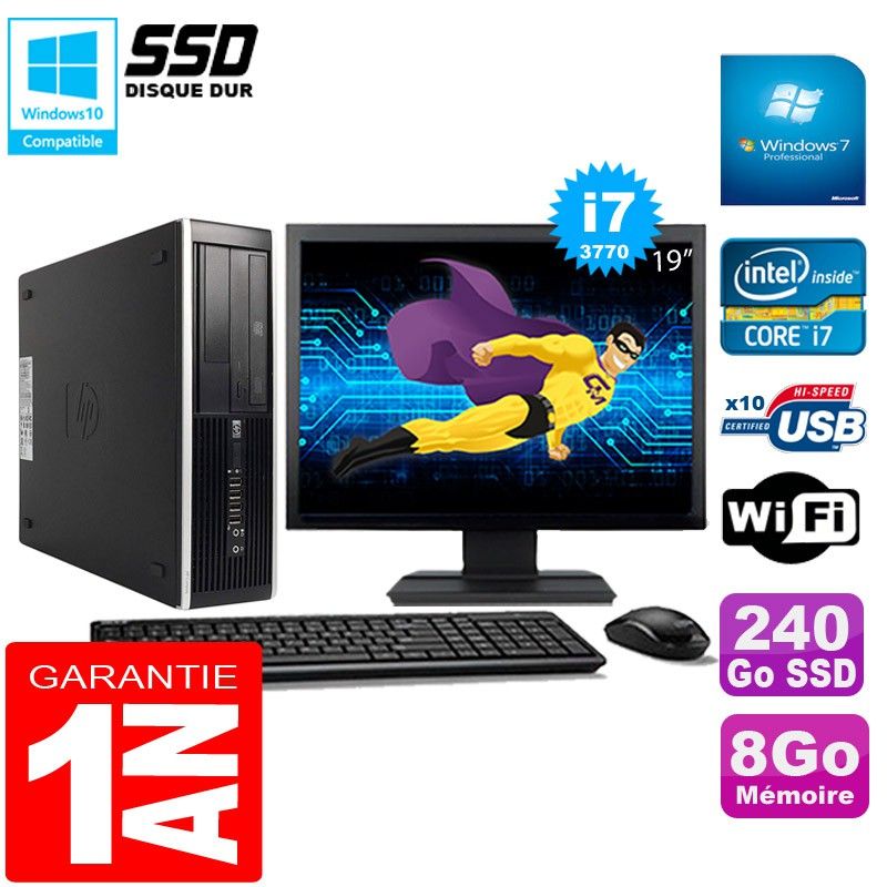 HP Compaq Pro 6300 SFF Desktop - i7-3770, 8GB RAM, 240GB SSD, DVD Burner, WiFi, Windows 7 Pro