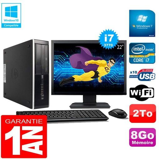 PC de escritorio HP Compaq Pro 6300 SFF - Procesador Intel Core i7-3770, 8GB de RAM, 2TB HDD, Unidad DVD, WiFi, Windows 7 Profesional