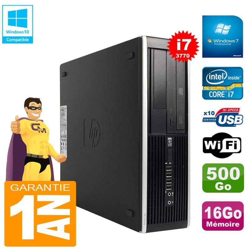 HP Compaq Pro 6300 SFF Desktop PC - Intel Core i7-3770, 16GB RAM, 500GB HDD, DVD Drive, WiFi, Windows 7 Pro