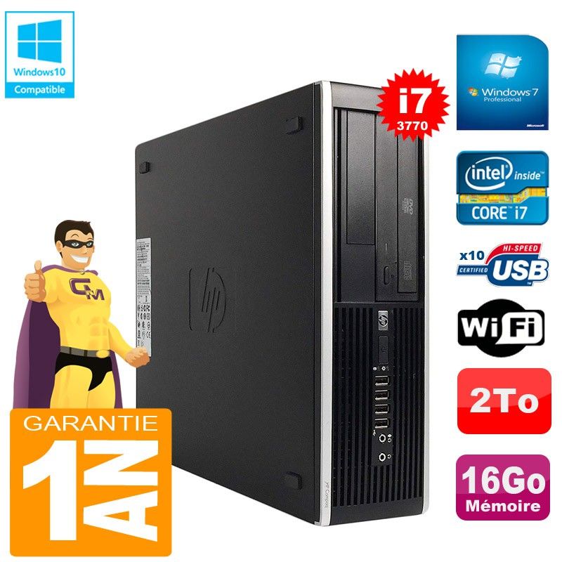 HP Compaq Pro 6300 SFF Desktop PC - Intel Core i7-3770, 16GB RAM, 2TB HDD, DVD Writer, WiFi, Windows 7 Pro