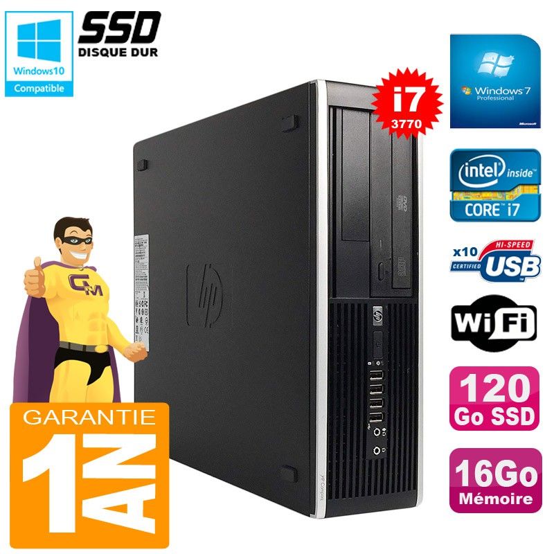 HP Compaq Pro 6300 SFF Desktop Computer - Intel Core i7-3770, 16GB RAM, 120GB SSD, DVD Burner, WiFi, Windows 7 Pro