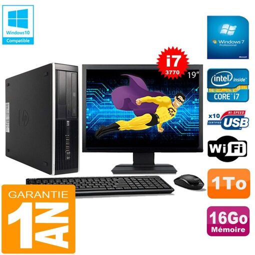PC de escritorio HP Compaq Pro 6300 SFF - Procesador Intel Core i7-3770, 16GB de RAM, 1TB HDD, Grabadora de DVD, WiFi, Windows 7 Profesional