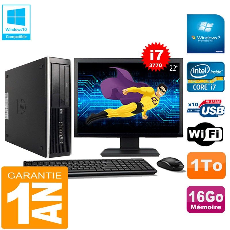 HP Compaq Pro 6300 SFF Desktop PC - Intel Core i7-3770, 16GB RAM, 1TB HDD, DVD Burner, WiFi, Windows 7 Pro
