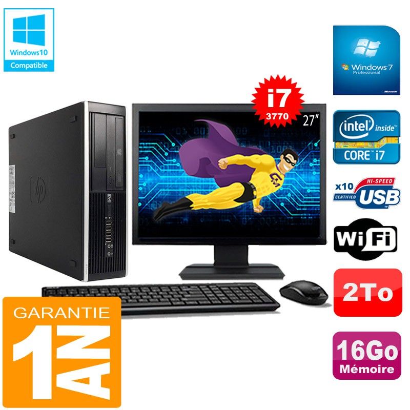 HP Compaq Pro 6300 SFF Desktop PC - Intel Core i7-3770, 16GB RAM, 2TB HDD, DVD Burner, WiFi, Windows 7 Pro