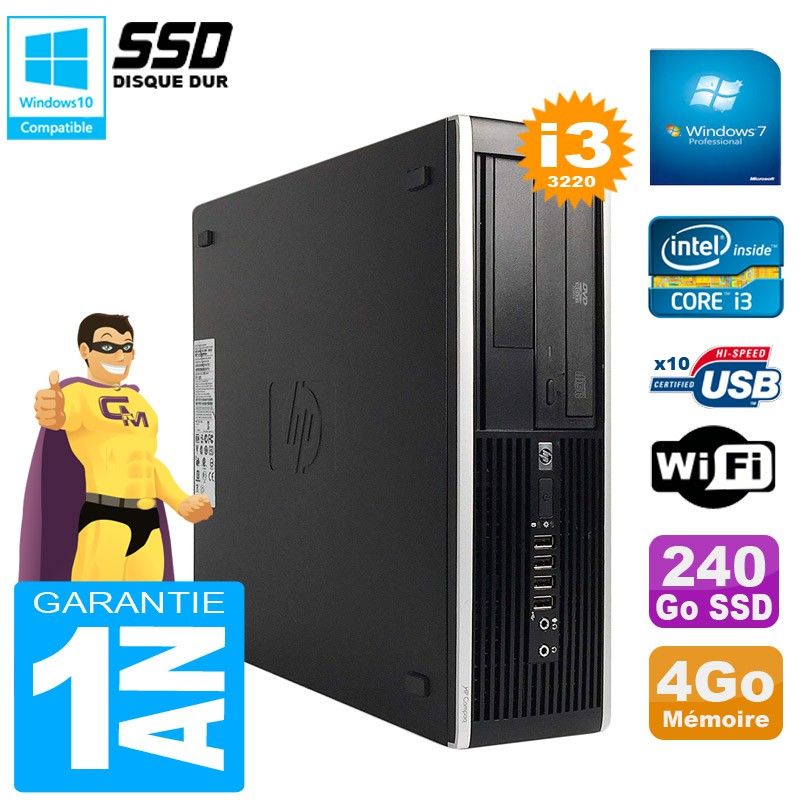 HP Compaq Pro 6300 SFF Desktop PC - Intel Core i3-3220, 4GB RAM, 240GB SSD, DVD Drive, WiFi, Windows 7 Pro