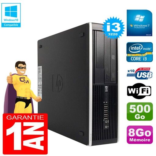 PC de sobremesa HP Compaq Pro 6300 SFF - Procesador Intel Core i3-3220, 8GB de RAM, disco duro de 500GB, lector de DVD, WiFi, Windows 7 Pro