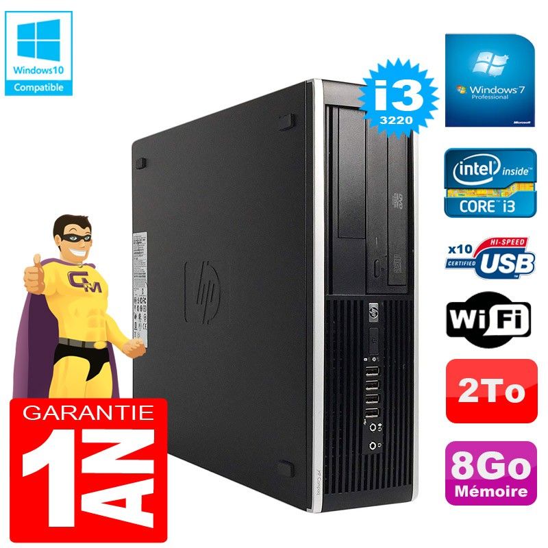 HP Compaq Pro 6300 SFF Desktop PC - Intel Core i3-3220, 8GB RAM, 2TB HDD, DVD Drive, WiFi, Windows 7 Pro