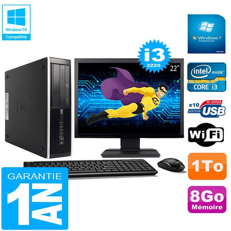 HP Compaq Pro 6300 SFF Desktop PC - I3-3220, 8GB RAM, 1TB HDD, DVD Drive, WiFi, Windows 7 Pro