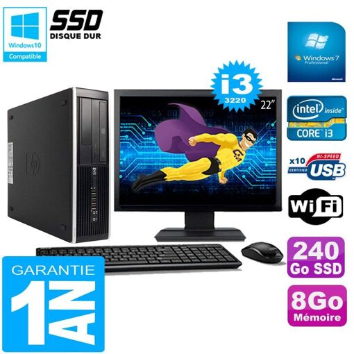 Computadora de escritorio HP Compaq Pro 6300 SFF - Procesador Intel Core i3-3220, 8 GB de RAM, SSD de 240 GB, Grabadora de DVD, WiFi, Windows 7 Pro