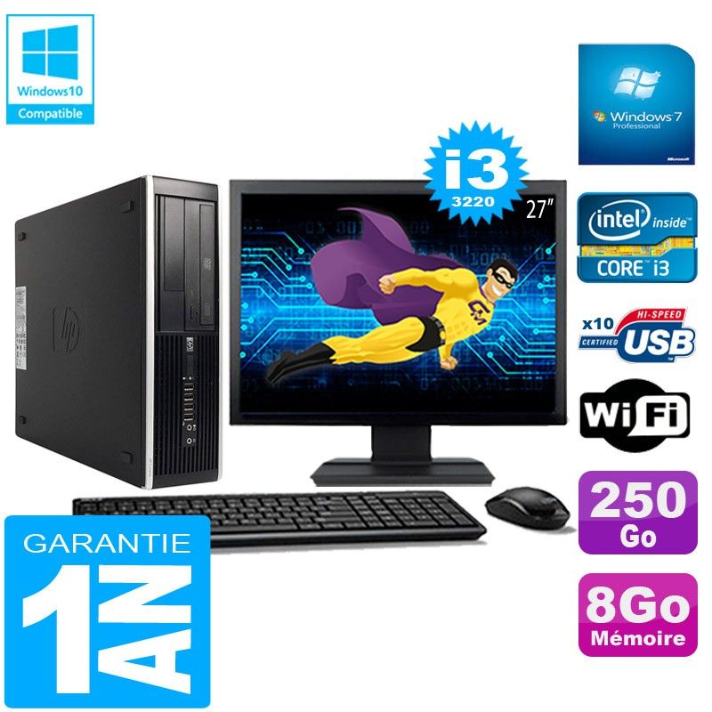 HP Compaq Pro 6300 SFF Desktop PC - I3-3220, 8GB RAM, 250GB HDD, DVD Burner, WiFi, Windows 7 Pro