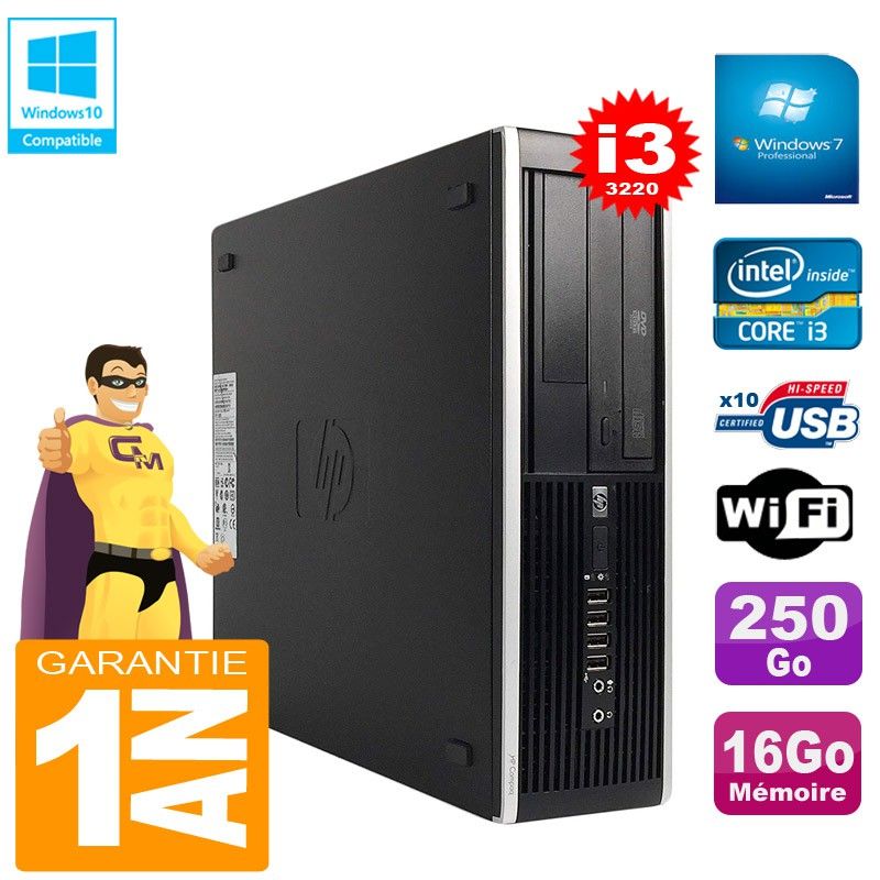 HP Compaq Pro 6300 SFF Desktop PC - Intel Core i3-3220, 16GB RAM, 250GB HDD, DVD Drive, WiFi, Windows 7 Pro