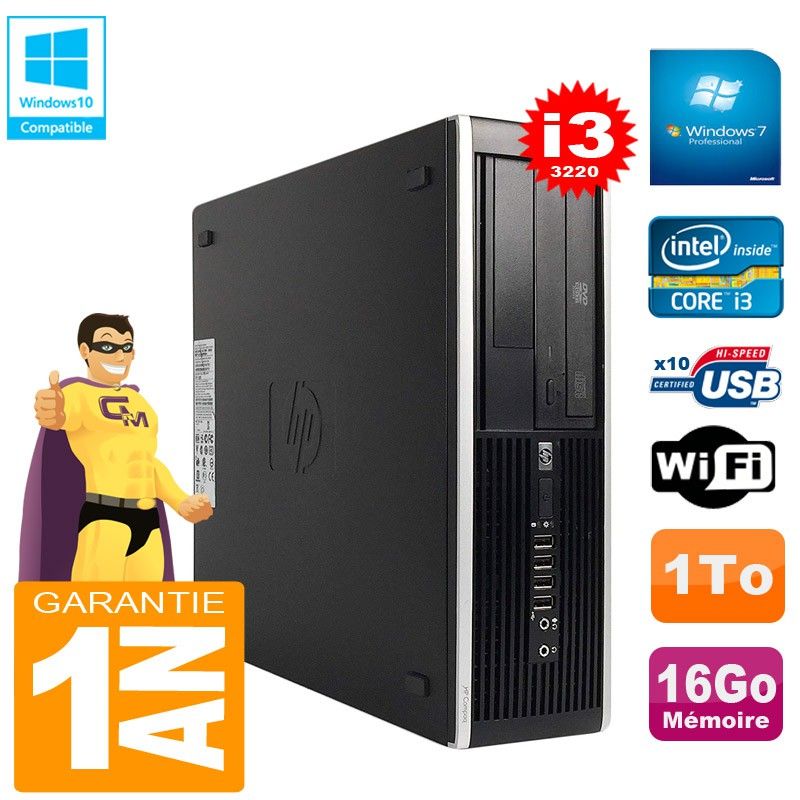 HP Compaq Pro 6300 SFF Desktop PC - Intel Core i3-3220, 16GB RAM, 1TB HDD, DVD Drive, WiFi, Windows 7 Pro