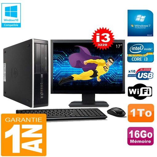 PC de escritorio HP Compaq Pro 6300 SFF - Procesador Intel Core i3-3220, 16GB de RAM, 1TB HDD, Grabadora de DVD, WiFi, Windows 7 Pro